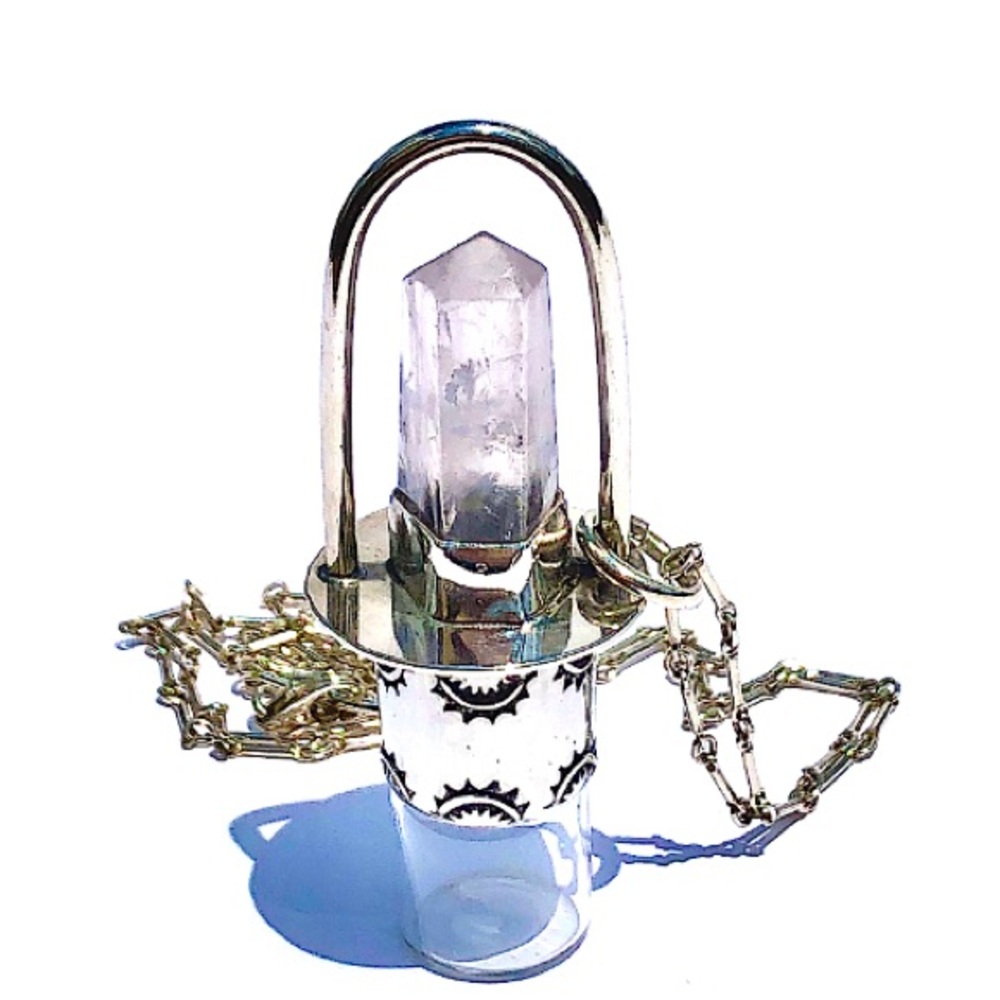 Roadkill Gems (RKG) - Rose Quartz & Sterling Silver Rollerball Necklace